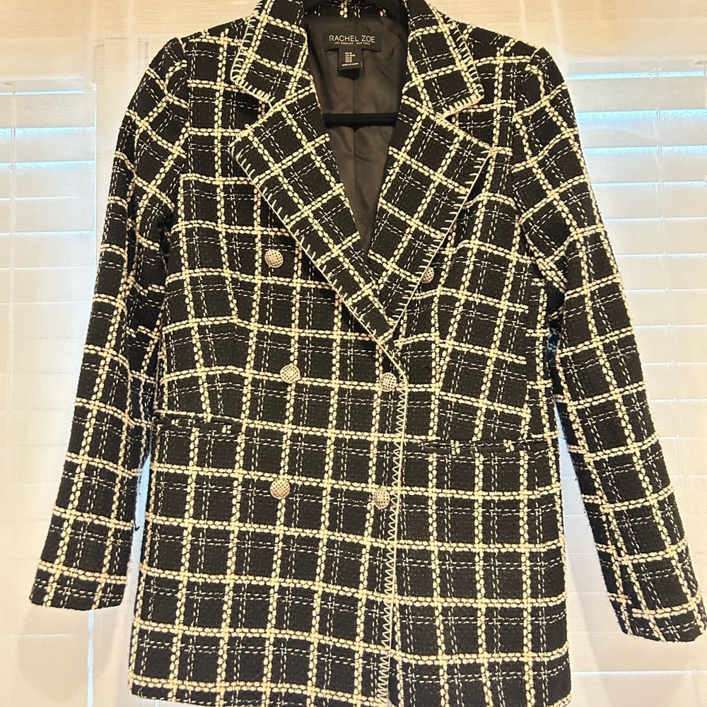 Rachel Zoe Black and White Plaid Women's Jacket